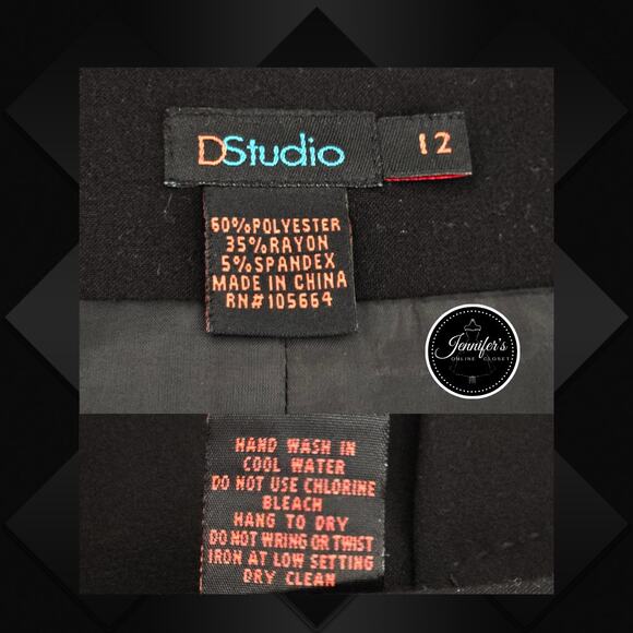 3/$30 D Studio Black Stitching Accent Side Zip Pencil Skirt Size 12 - Picture 7 of 9